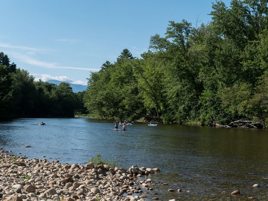 Miranda and Matthew wading in the Saco River.<br />July 24, 2014 - North Conway, New Hampshire.