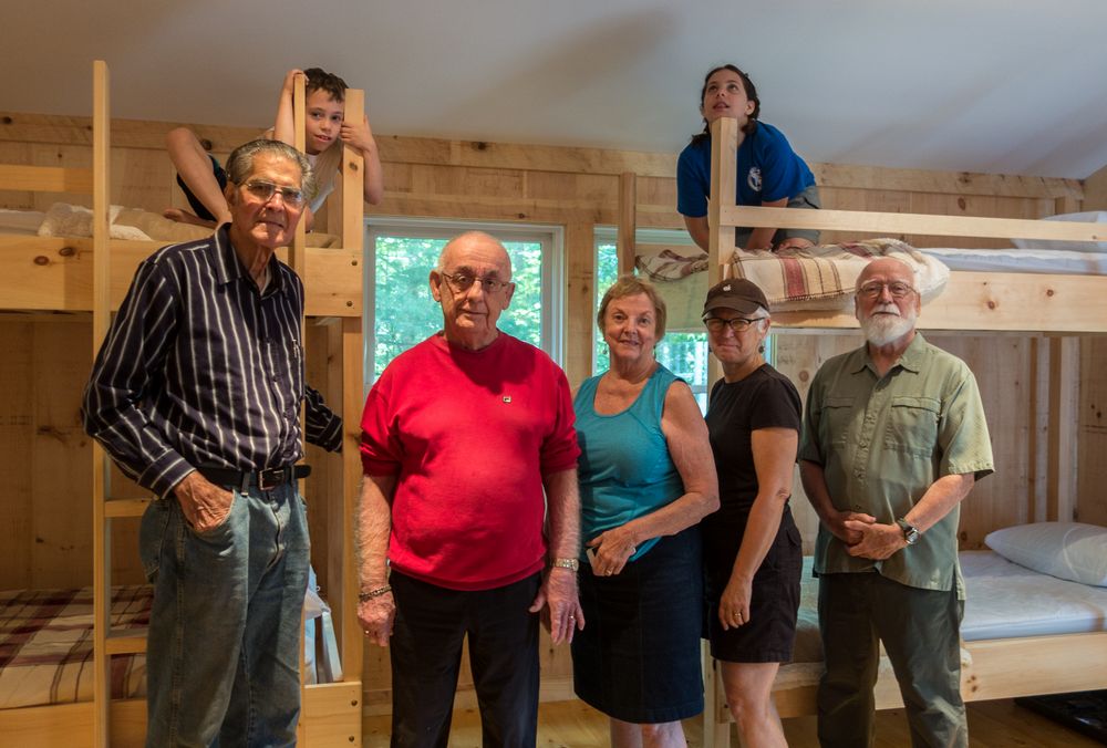 Paul, Matthew, Ray, Pam, Deb, Miranda, and Egils in the bunk room.<br />Visiting Deb and Ray at their rental.<br />July 24, 2014 - Conway, New Hampshire.