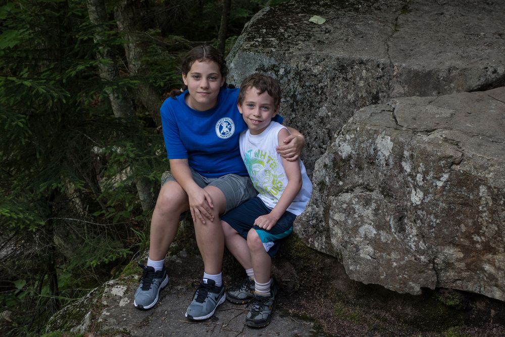 Miranda and Matthew at the falls.<br />Short hike to Glen Ellis Falls.<br />July 25, 2014 - Pinkham Notch, New Hampshire.