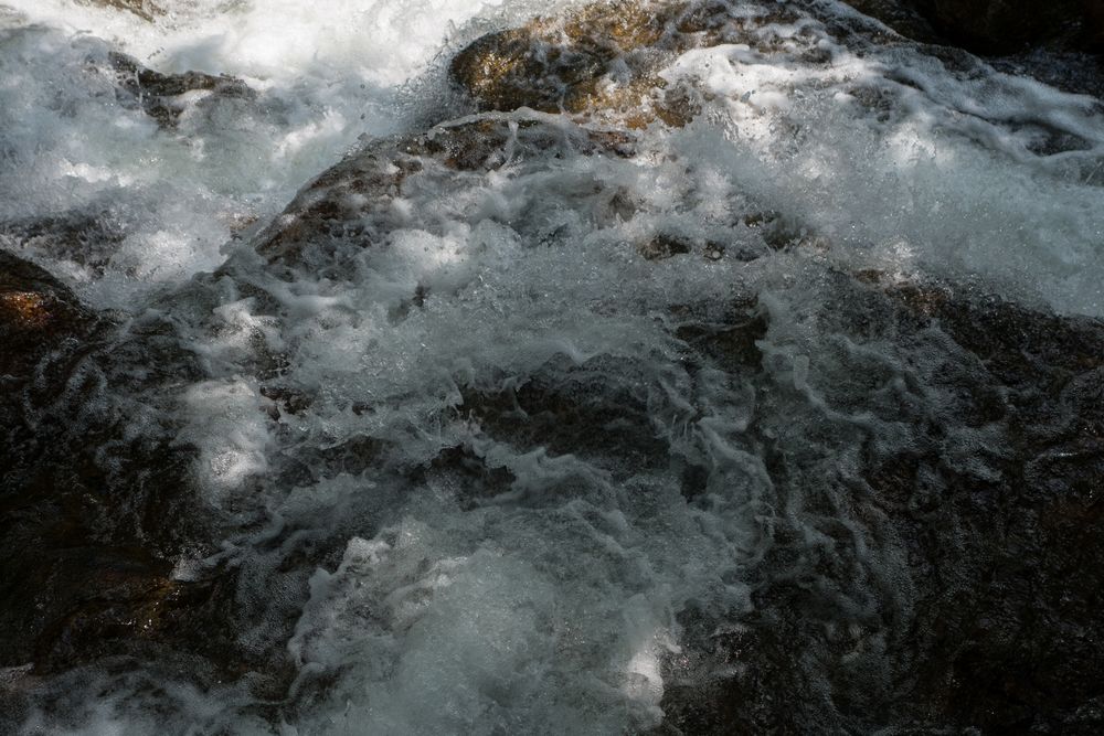 Churning water bellow the falls.<br />Short hike to Glen Ellis Falls.<br />July 25, 2014 - Pinkham Notch, New Hampshire.