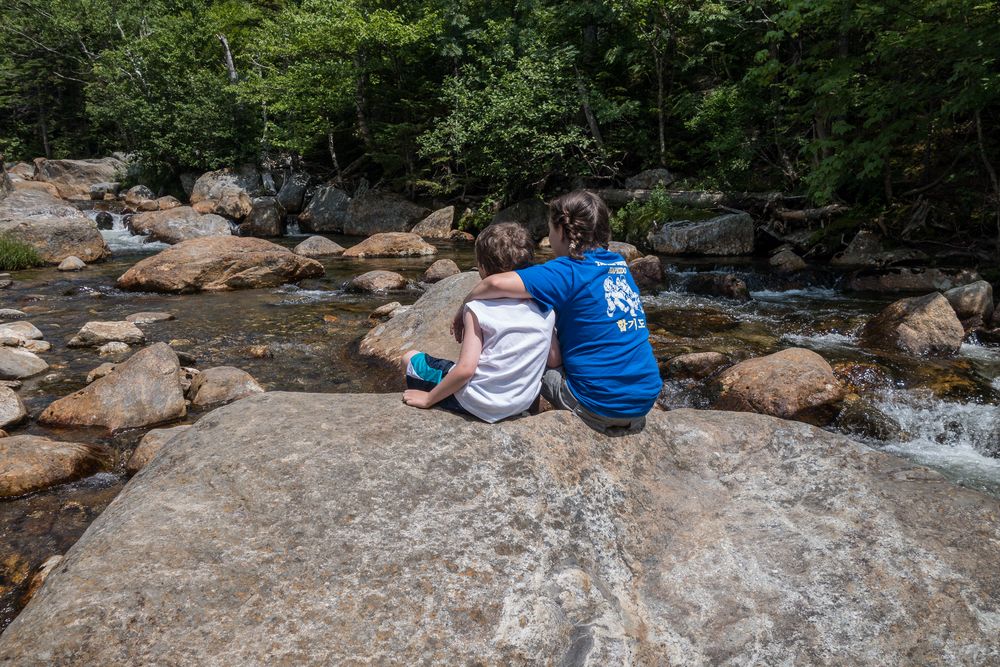 Matthew and Miranda along the Ellis River above the falls.<br />Short hike to Glen Ellis Falls.<br />July 25, 2014 - Pinkham Notch, New Hampshire.