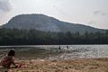 Mirand and Matthew (and two other kids) in the water.<br />White Horse Ledge is in the background.<br />July 25, 2014 - Echo Lake, Conway, New Hampshire.
