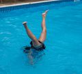 Miranda doing a handstand.<br />Aug. 16, 2014 - At Marie's in Lawrence, Massachusetts.