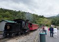 At the base, waiting for a 9:00 am departure.<br />Aug. 22, 2014 - Cog Railway, Mount Washington, New Hampshire