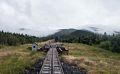 This is where two trains in opposite directions can pass each other.<br />Aug. 22, 2014 - Cog Railway, Mount Washington, New Hampshire