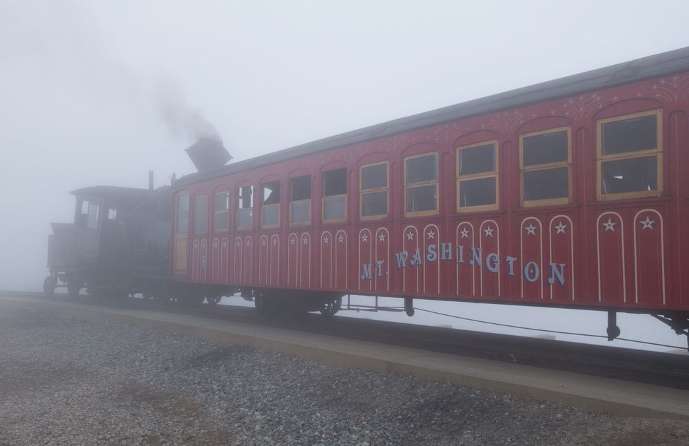 On top of Mt. Washington in a cloud.<br />Aug. 22, 2014 - Cog Railway, Mount Washington, New Hampshire