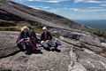 Joyce and Deb at lunch below top and out of the wind.<br />Aug. 30, 2014 - Mt. Cardigan, New Hamphire.