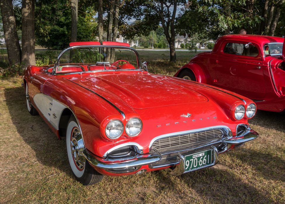 1961 Chevrolet Corvette.<br />Antique auto show at Skips Restaurant.<br />Sept. 20, 2014 - Merrimac, Massachusetts.