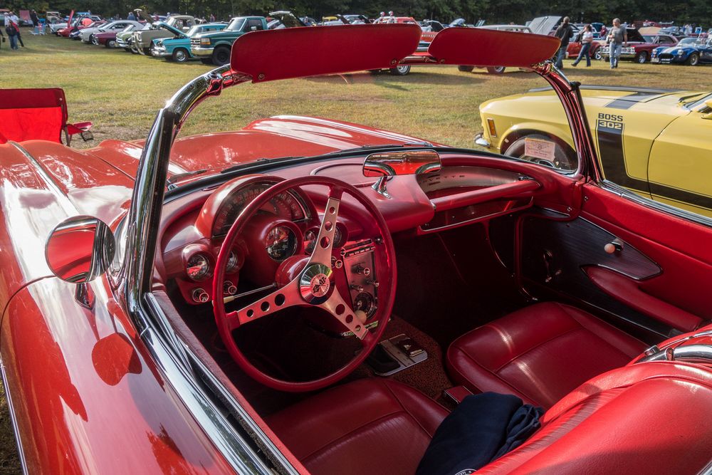 1961 Chevrolet Corvette.<br />Antique auto show at Skips Restaurant.<br />Sept. 20, 2014 - Merrimac, Massachusetts.