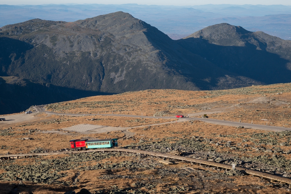 The train to take us back down is arriving.<br />Oct. 3, 2014 - Atop Mt. Washington, New Hampshire.