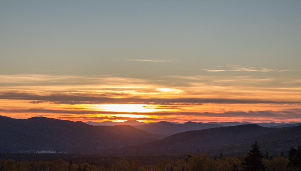 The sun was setting as we headed beck to our van.<br />Oct. 3, 2014 - At the Base Station Mt. Washington Cog Railway, New Hampshire.