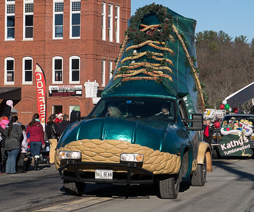 LL Bean boot car.<br />Santa Parade.<br />Dec. 7, 2014 - Merrimac, Massachusetts.