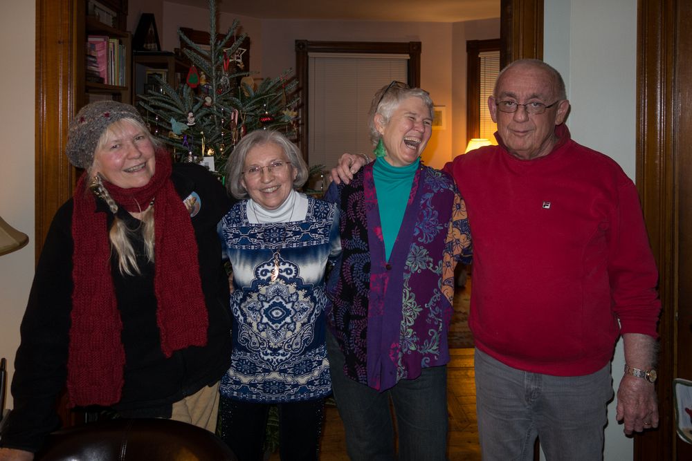 Nancy, Joyce, Deb, and Ray at the end of the party.<br />Christmas eve dinner with friends.<br />Dec. 24, 2014 - At home in Merrmac, Massachusetts.