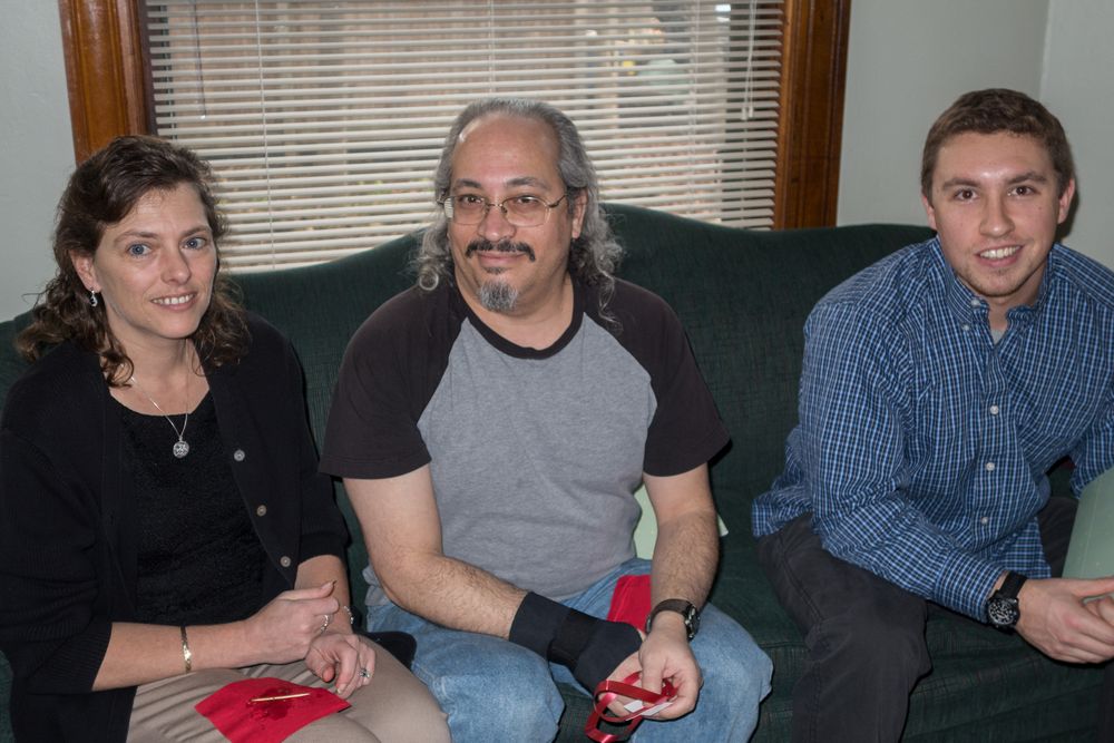 Holly, Carl, and Michael.<br />Dec. 25, 2014 - At home in Merrimac, Massachusetts.