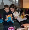 Matthew and Miranda curious about his present.<br />Dec. 25, 2014 - At home in Merrimac, Massachusetts.