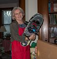 Joyce with her new snowshoes.<br />Dec. 25, 2014 - At home in Merrimac, Massachusetts.
