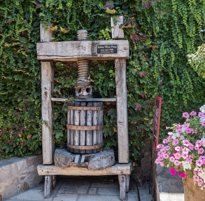 Italian Wine Press, circa mid-1700s.<br />July 29, 2014 - Sattui Winery, St. Helena, California.