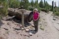 Joyce at junction of Pacific Crest Trail and Rainbow Falls Trail.<br />July 31, 2014 - Near Red's Meadows Resort, near Mammoth Lakes, California.