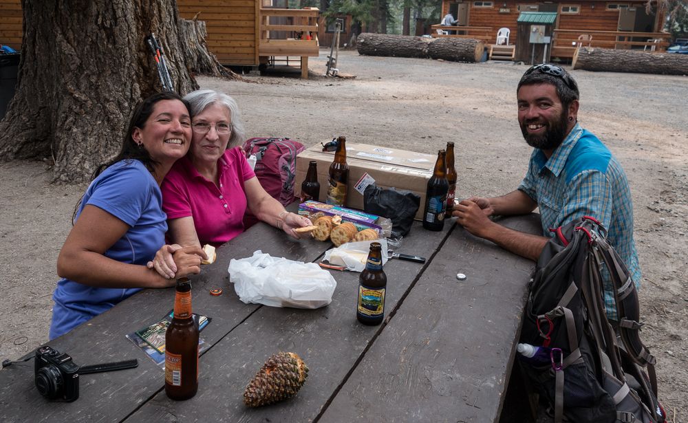 Melody, Joyce, and Sati.<br />Everyone is happy after a successful rendezvous.<br />July 31, 2014 - Reds Meadow near Mammoth Lakes, California.
