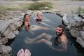 Melody, Joyce, and Sati relaxing in the hot spring while I am about to join them.<br />Aug. 1, 2014 - Off Whitmore Tubs Rd, Mono County, California.