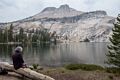 Joyce contemplating May Lake<br />at May Lake High Sierra Camp.<br />Aug. 3, 2014 - Yosemite National Park, Callifornia.