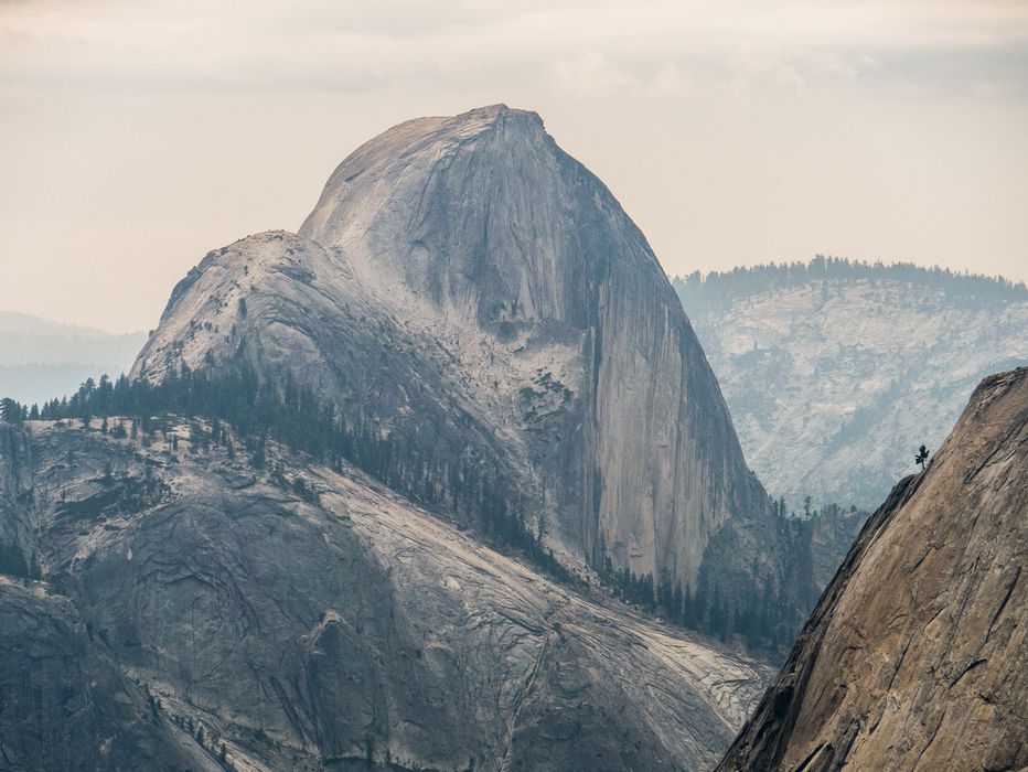 Half Dome (highly corrected for haze and smoke).<br />Aug. 4, 2014 - Olmsted Viewpoint, Yosemite National Park, California.