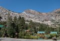 Buildings and trout pond at Double Eagle Resort.<br />Aug. 7, 2014 - June Lake, California.