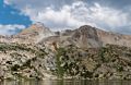 Colorful mountain beyond the lake.<br />Aug. 9, 2014 - Steelhead Lake. Inyo National Forest, California.