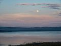 Supermoon over Mono Lake outside Mono Inn Restaurant<br />Aug. 9, 2014 - About 5 miles north of Lee Vining, California.
