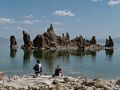Tourists photographing and just admiring the tufas.<br />Aug. 10, 2014 - Mono Lake Tufa  State Natural Reserve, California.