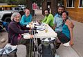 After another successful rendezbous,<br />Joyce, Bonnie, Brad, Sati, and Melody having a few beers.<br />Aug. 10, 2014 - Twin Lakes Resort, California.