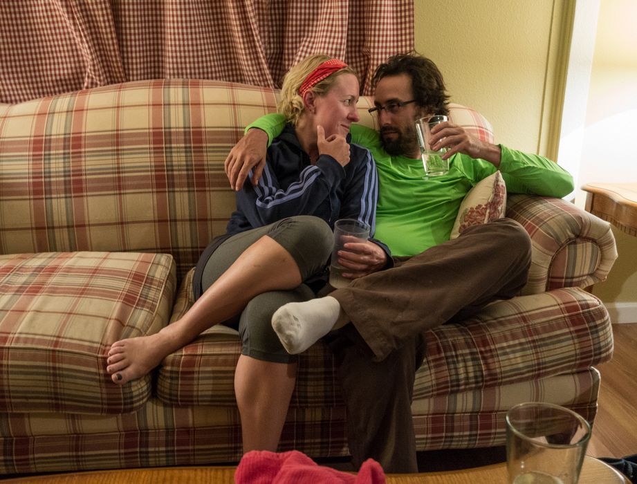 Bonnie and Brad at their spacious accommodations.<br />Aug. 10, 2014 - Lee Vining, California.