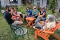 Sati, Melody, Brad, Bonnie, her friend, and Joyce.<br />Aug. 11, 2014 - At the Latte Da in Lee Vining, California.