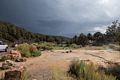 The pool is to the right of the table.<br />We managed to soak between thunderstorms with hail.<br />Aug. 11, 2014 - Travertine Hot Springs east of Bridgeport, California.
