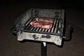 Sati grilling some steaks, which he did to perfection.<br />Aug. 11, 2014 - Lee Vining, California.
