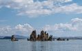 Tufas with osprays.<br />Aug. 12, 2014 - Kayaking on Mono Lake, California.