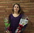 Miranda with flowers.<br />One act play competition.<br />Feb. 6, 2015 - Miscoe Hill School, Mendon, Massachusetts.