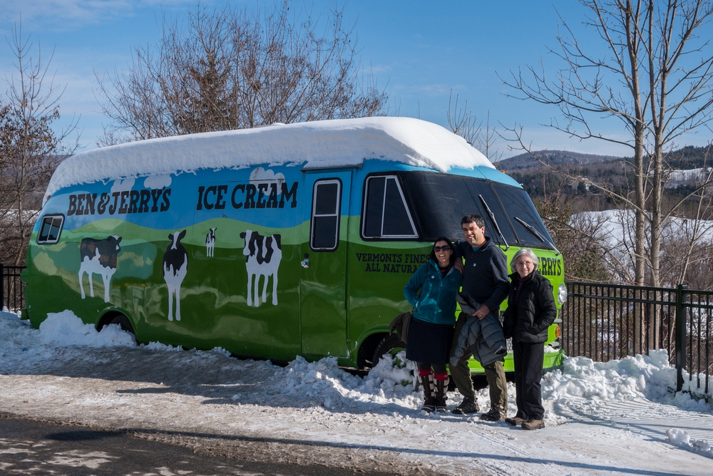 Melody, Sati, and Joyce at the Ben and Jerry's factory.<br />Feb. 18, 2015, Waterbury, Vermont