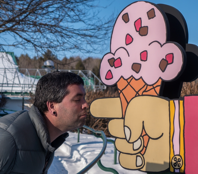 Sati hamming it up at the Ben and Jerry's factory.<br />Feb. 18, 2015, Waterbury, Vermont