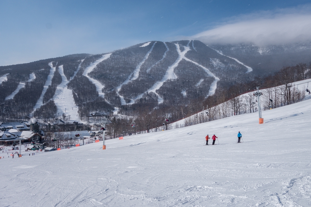 Mount Mansfield ski trail seen from Spruce Pead.<br />Feb. 19, 2015 - Stowe, Vermont