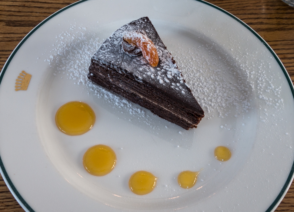 Sachertorte for dessert.<br />Lunch at the Trapp Family Lodge.<br />Feb. 20, 2015 - Stowe, Vermont.
