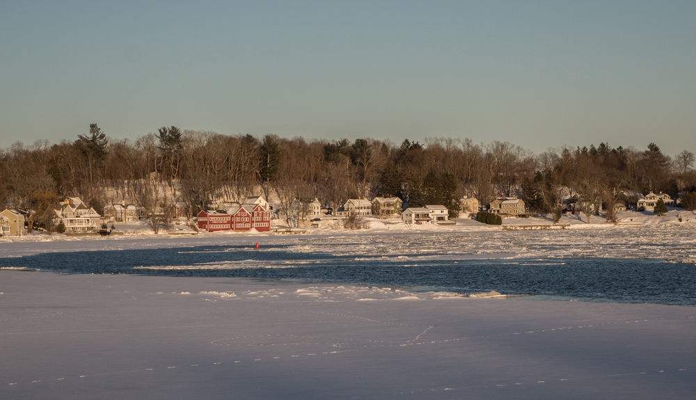 View of the Merrimack River from Alliance Park.<br />Feb. 27, 2015 - Amesbury, Massachusetts.