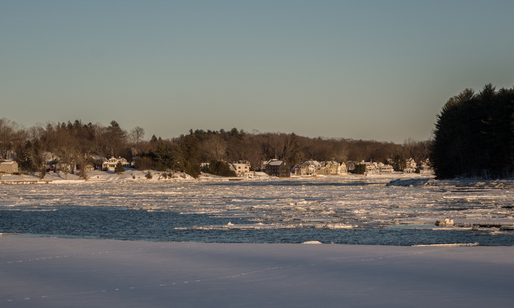 View of the Merrimack River from Alliance Park.<br />Feb. 27, 2015 - Amesbury, Massachusetts.