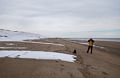 Joyce taking a photo of me with her new cell phone.<br />The first 40+ degree day since Jan. 19.<br />March 4, 2015 - Parker River National Wildlife Refuge, Plum Island, Massachusetts.