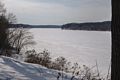 The Merrimack River covered in ice from shore to shore.<br />March 7, 2015 - Maudslay State Park, Newburyport, Massachusetts.