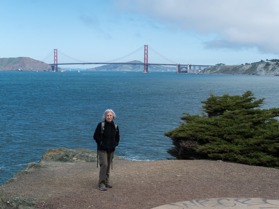 Joyce and the Golden Gate Bridge.<br />March 27. 2015 - Lands End, San Francisco, California.