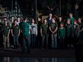 Miranda and the Micoe Hill School Chorus singing before the hokey game.<br />April 12, 2015 - DCU Center, Worcester, Massachusetts.