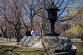 View from swan boat on the Lagoon.<br />April 19, 2015 - Public Garden, Boston, Massachusetts.