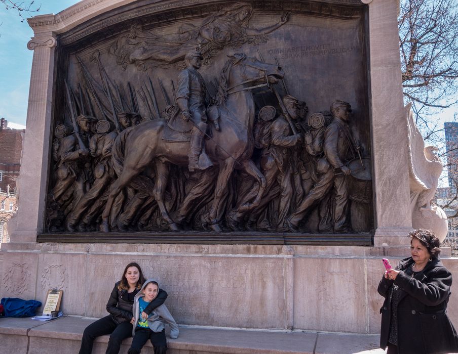 Miranda and Matthew.<br />The Robert Gould Shaw and Massachusetts 54th Regiment Memorial.<br />April 19, 2015 - Boston, Massachusetts.