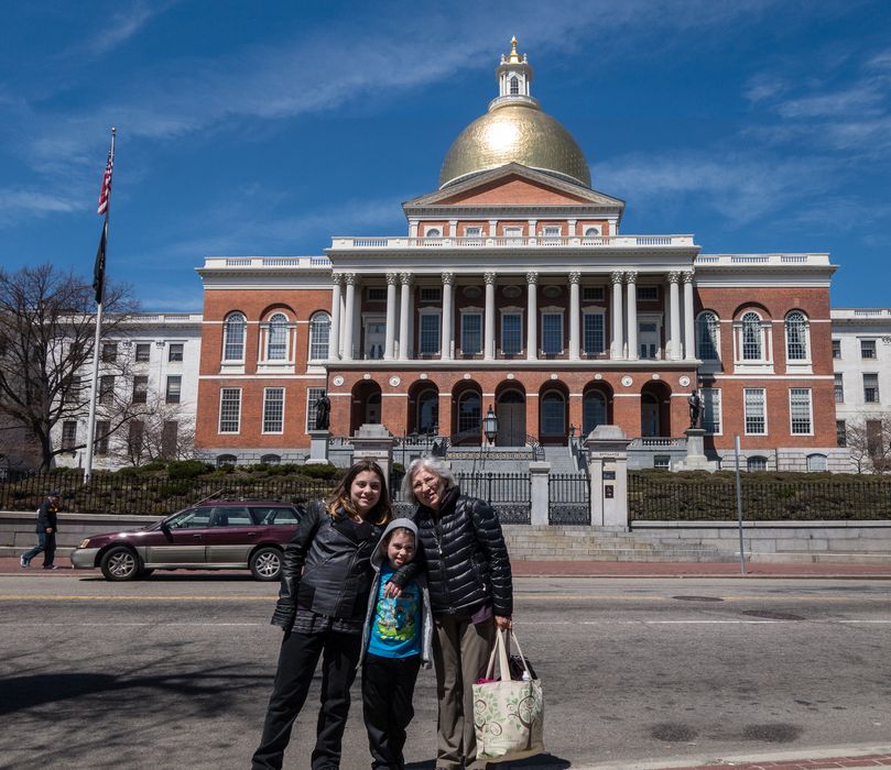 Miranda, Matthew, and Joyce at the State House.<br />April 19, 2015 - Boston, Massachusetts.